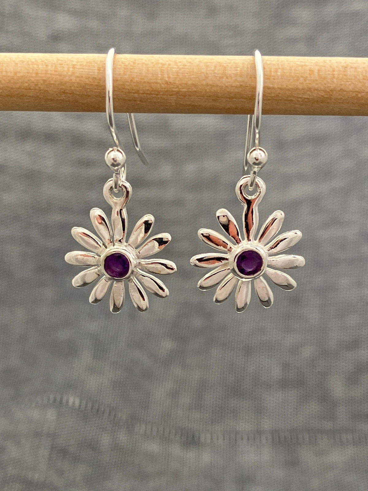 Amethyst Cut Daisy Earrings