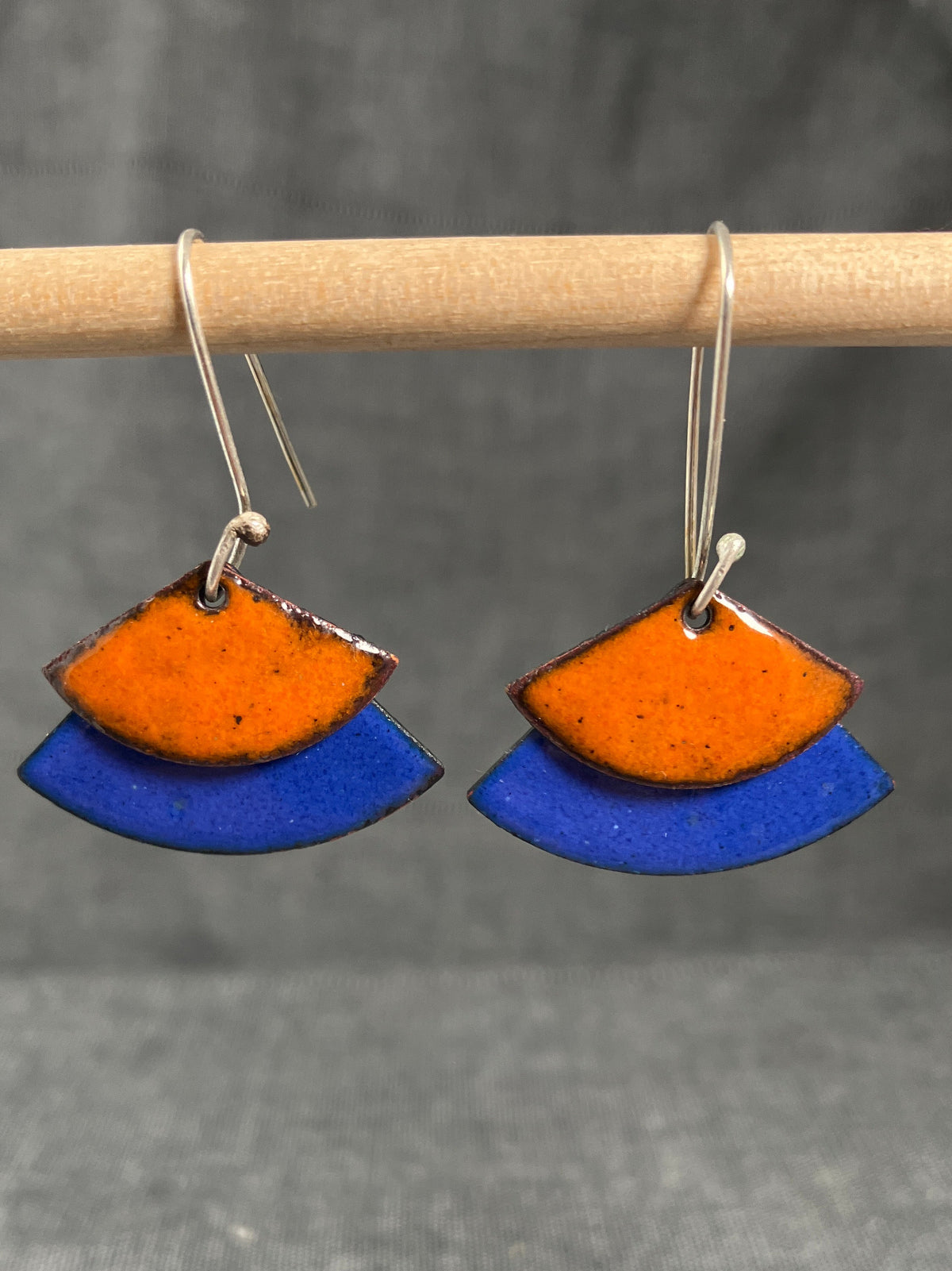 Blue Orange Double Fan Earrings