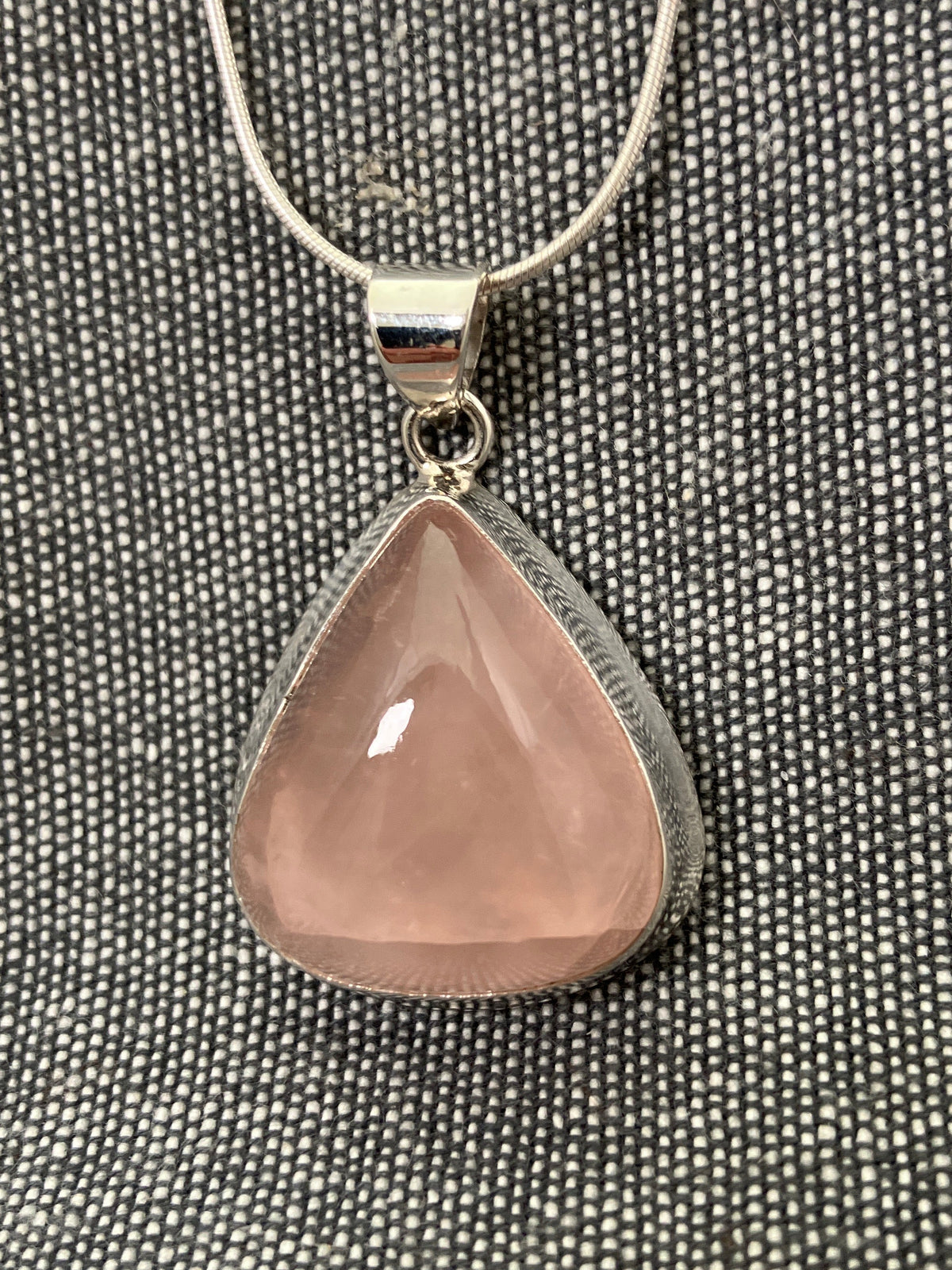 Rose Quartz Wide Pear Pendant