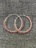 Pink Tourmaline Cut Stone Hoops