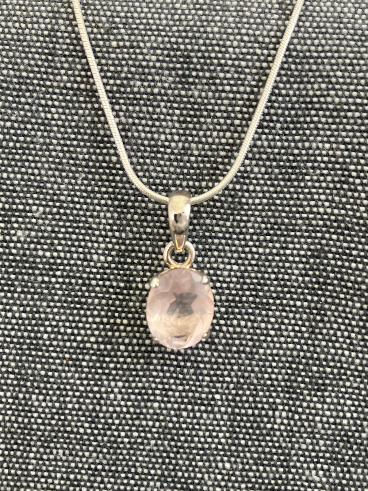 Rose Quartz Faceted Oval Pendant