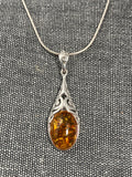 Golden Amber Filigree Pendant