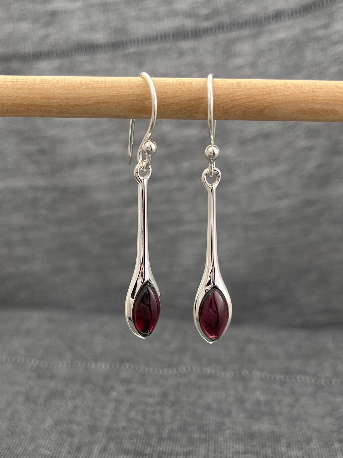 Garnet Long Teardrop Earring