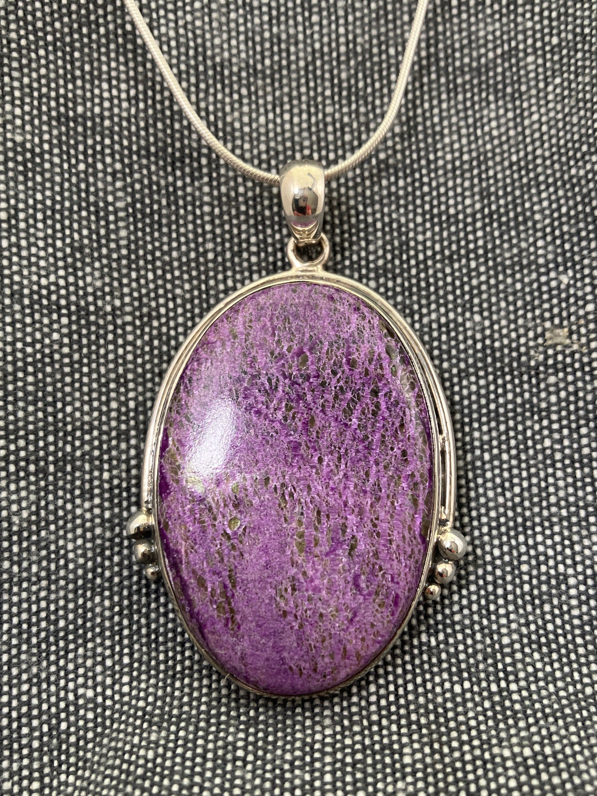 Stichtite Bead Framed Oval Pendant