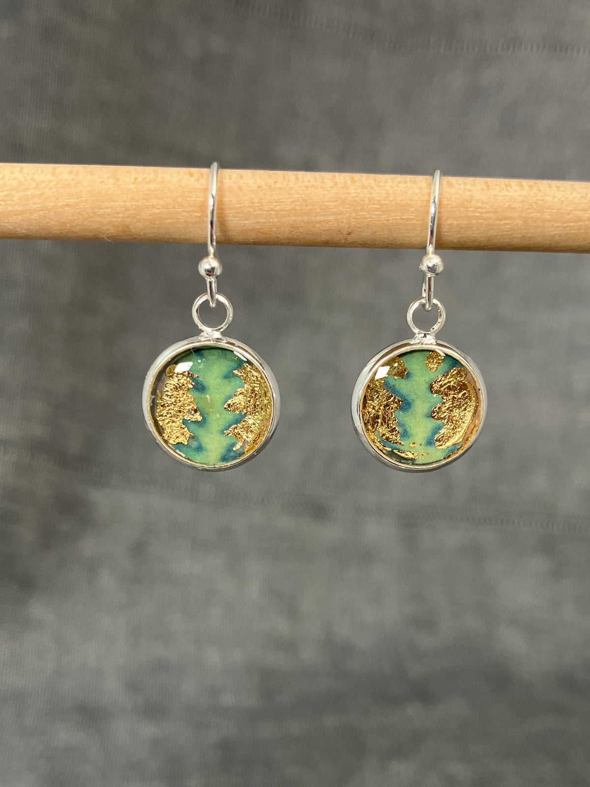 Round Green Fern Earrings