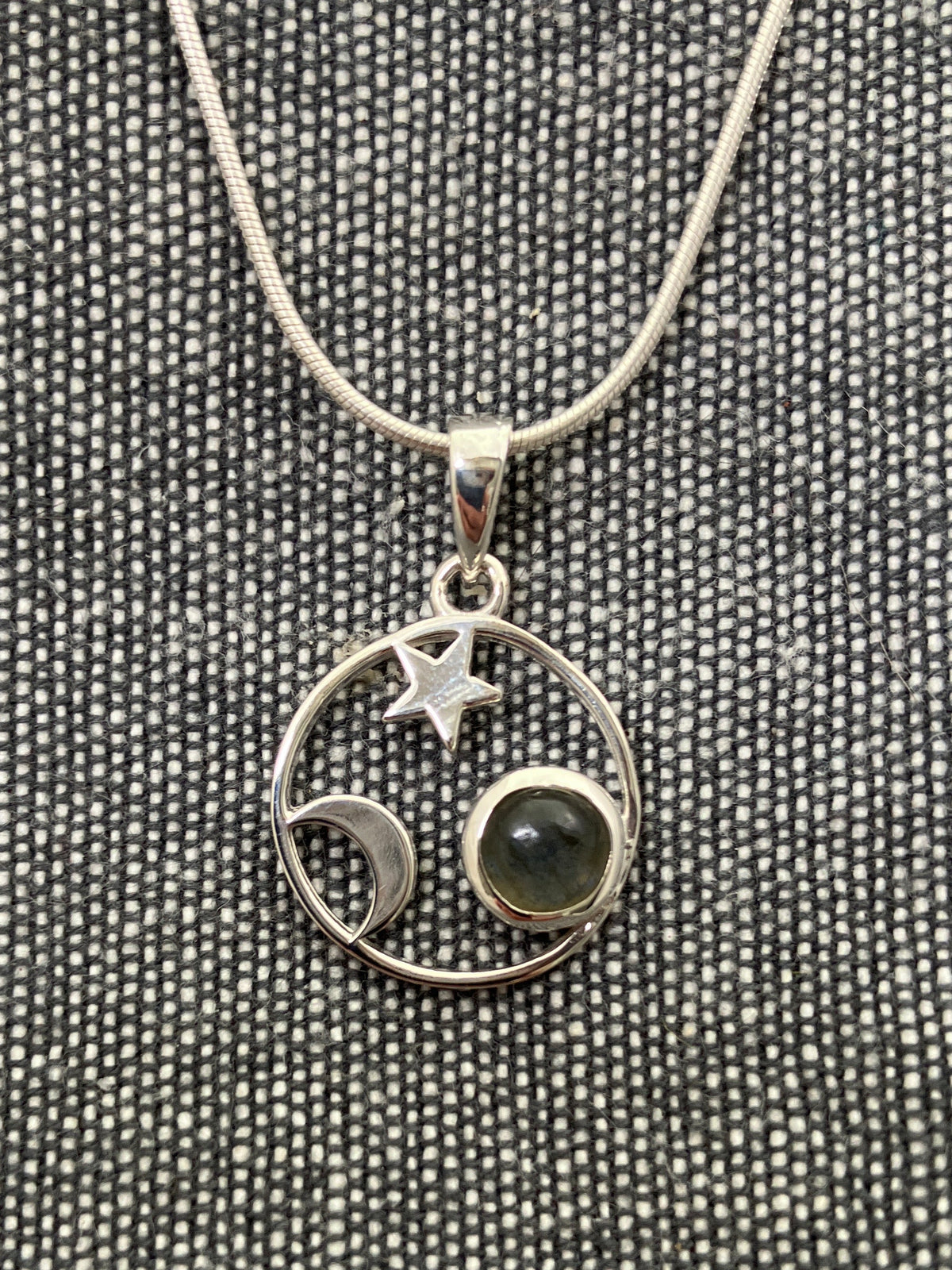 Labradorite Moon And Star Pendant