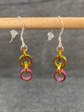 Shimmer Green Pink Double Loop Earrings