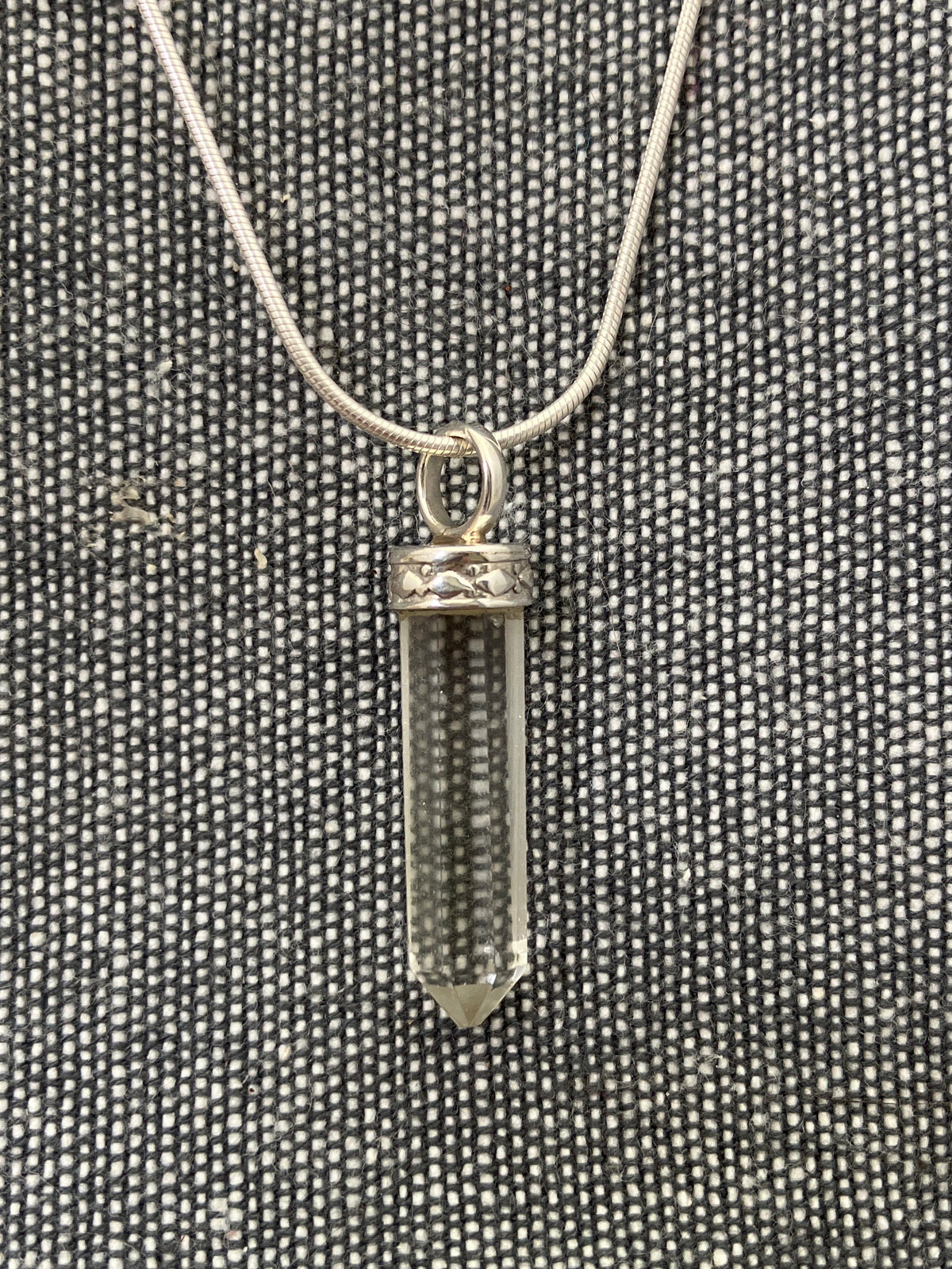 Clear Quartz Silver Topped Point Pendant