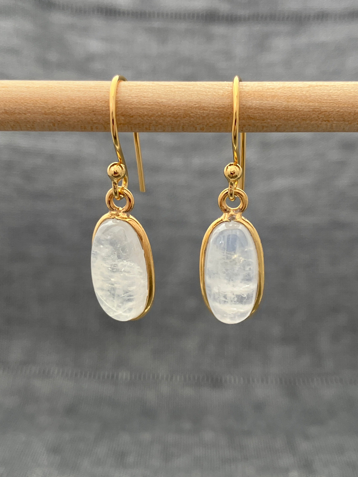 Moonstone Gold Plated Oval Earring