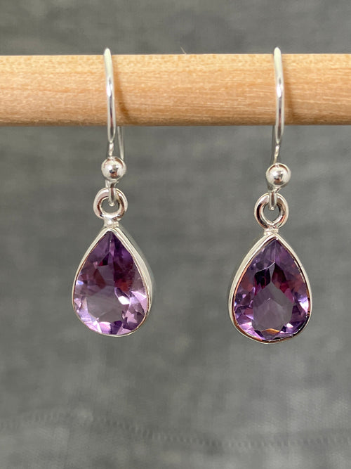 Amethyst Cut Medium Peardrop Earrings