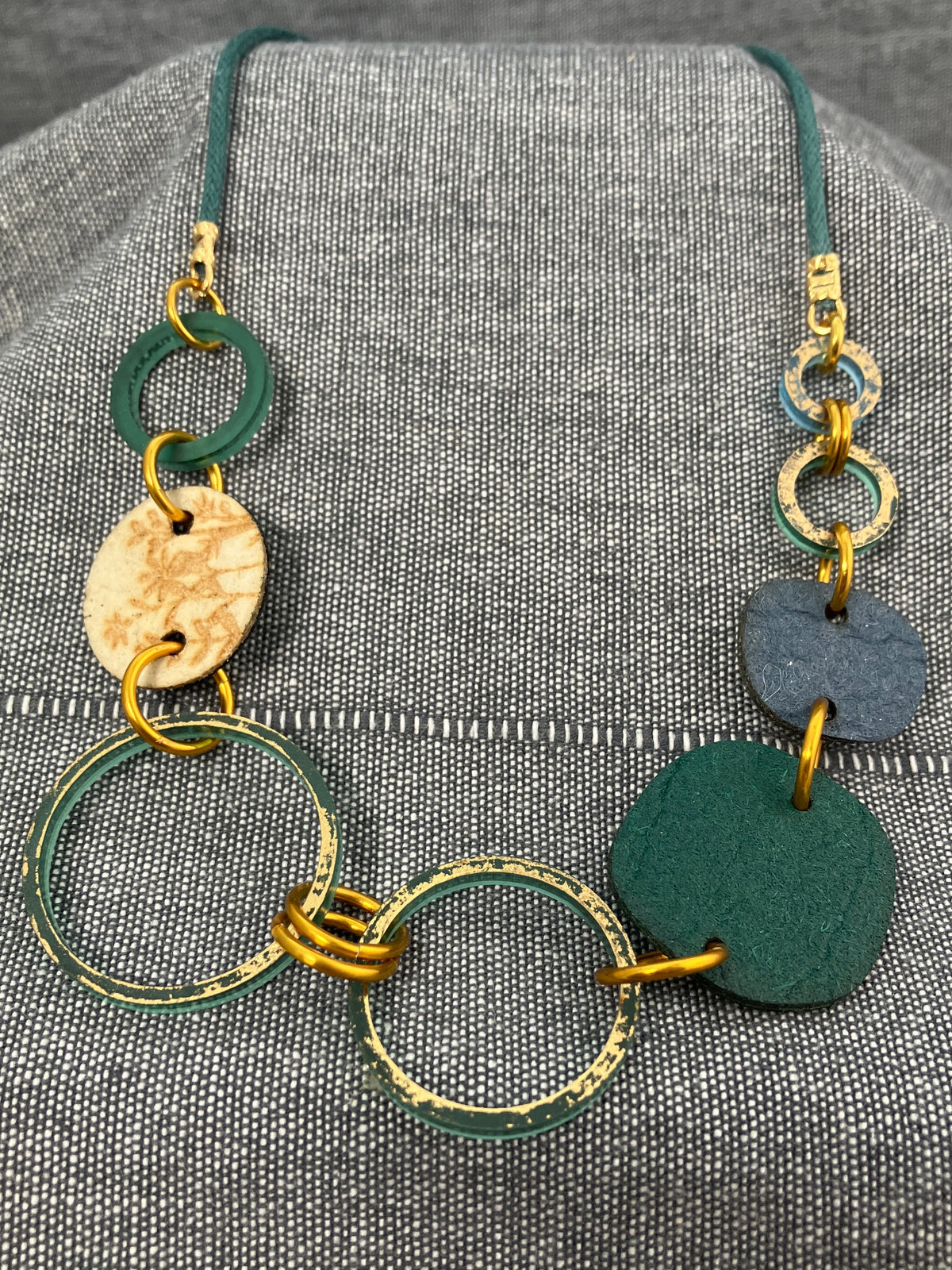 Pineapple Teal Loops Cord Necklace