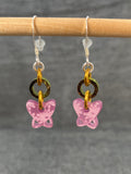 Shimmer Green Pink Drop Earrings