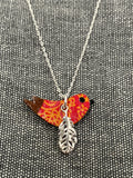 Wood Orange Birdie Necklace
