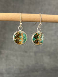 Round Green And Gold Earrings
