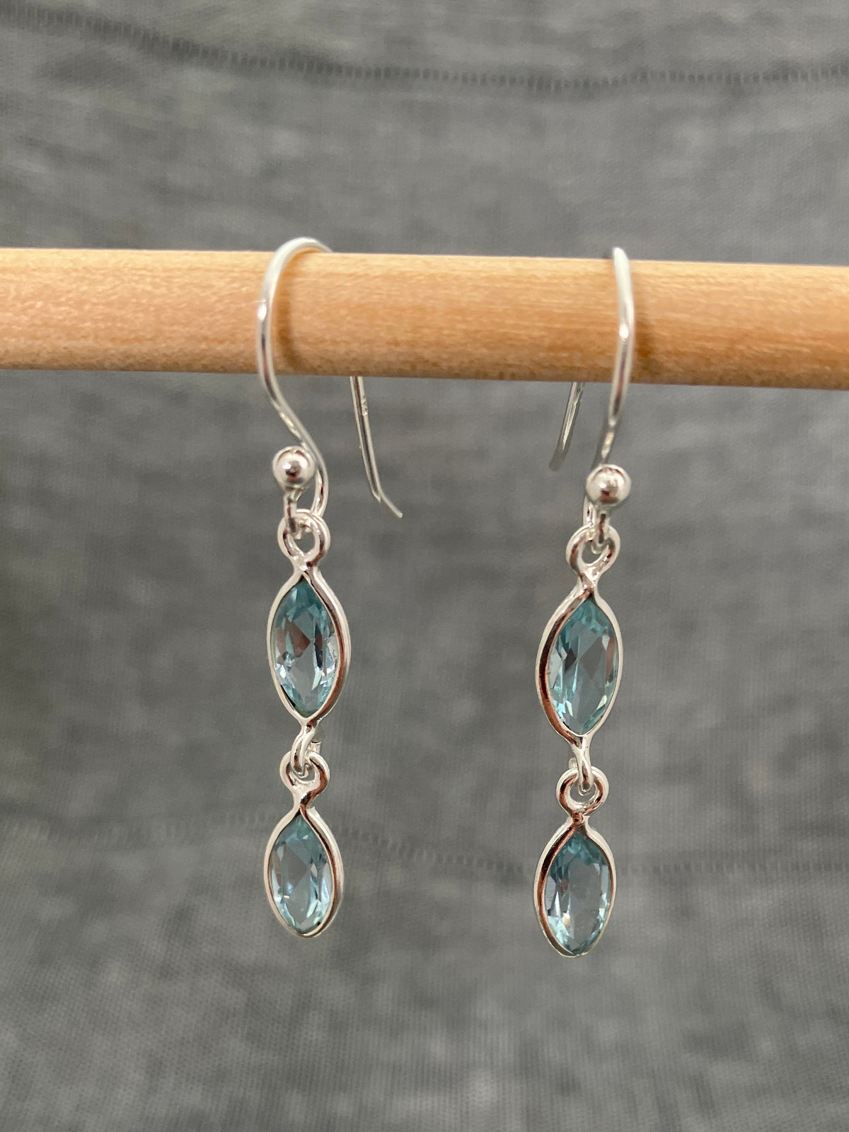 Blue Topaz Double Pip Earrings
