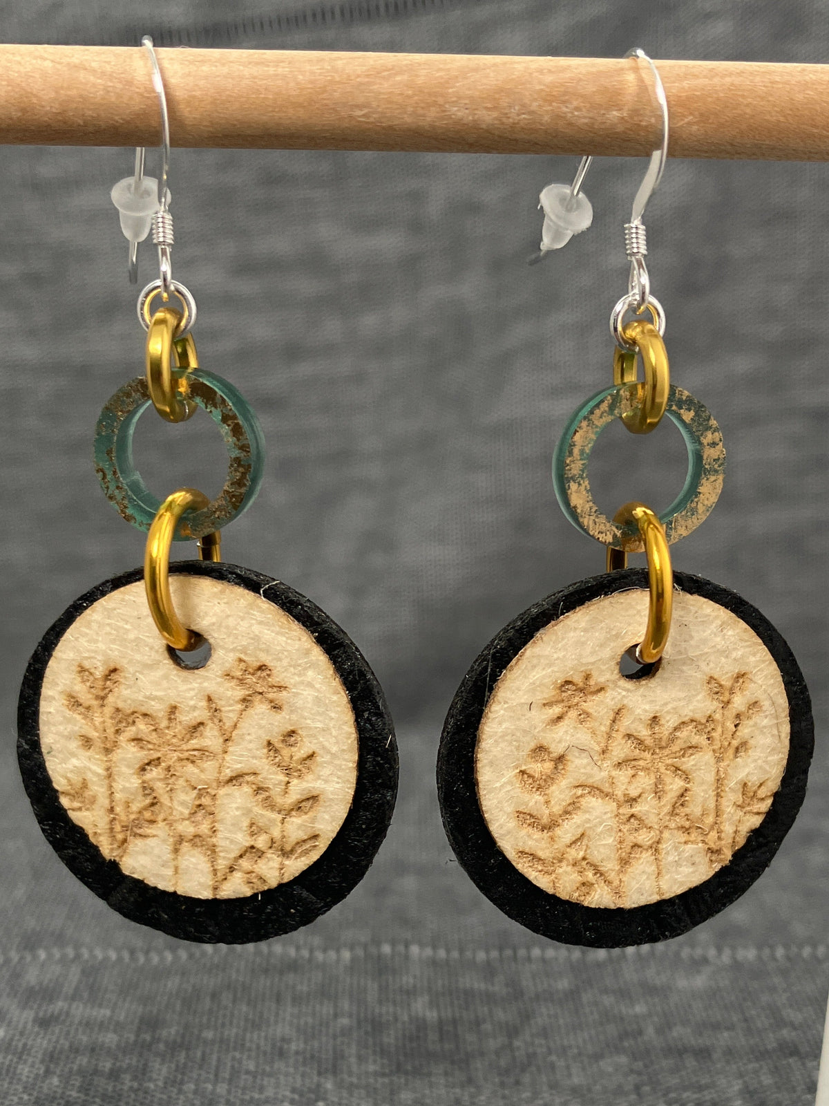 Pineapple Navy Flower Disc Earrings