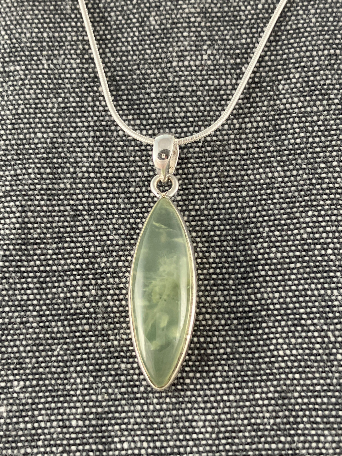 Prehnite Long Leaf Pendant