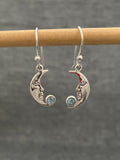 Blue Topaz Moonface Earring