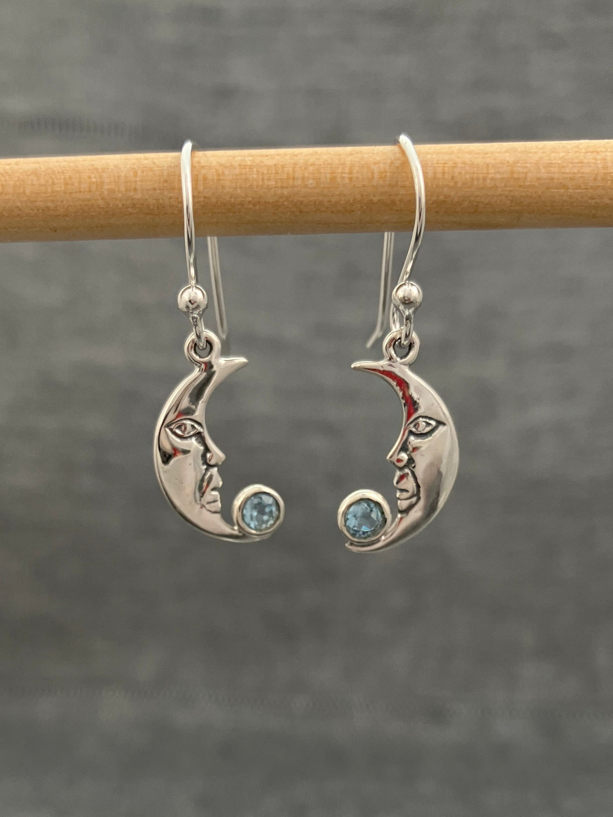 Blue Topaz Moonface Earring