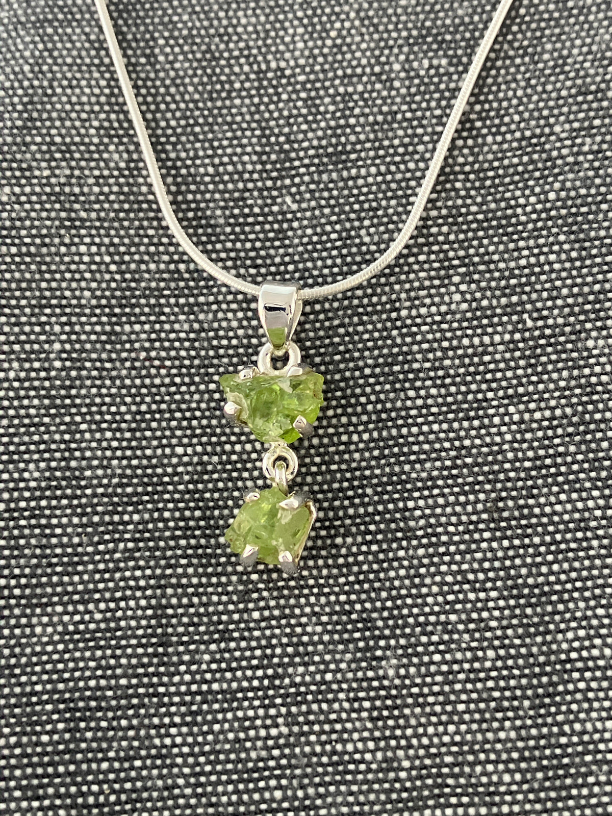 Peridot Uncut Double Pendant