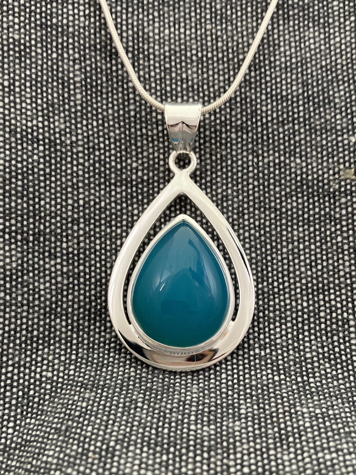 Chalcedony Framed Pear Pendant