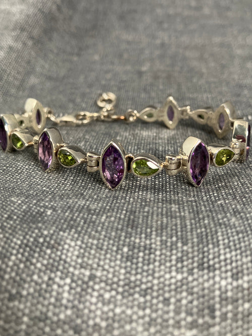Amethyst Leaf & Peridot Pears Bracelet