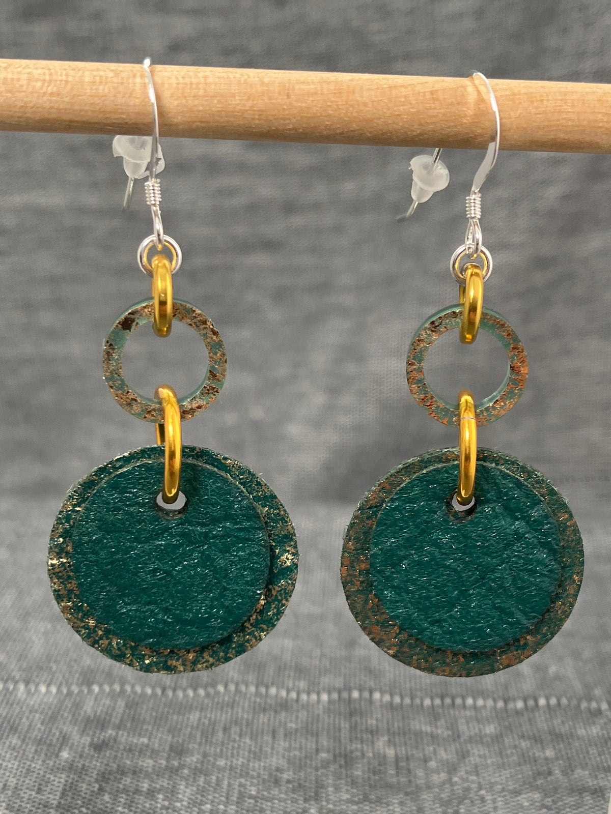 Pineapple Teal Gold Discs Earrings