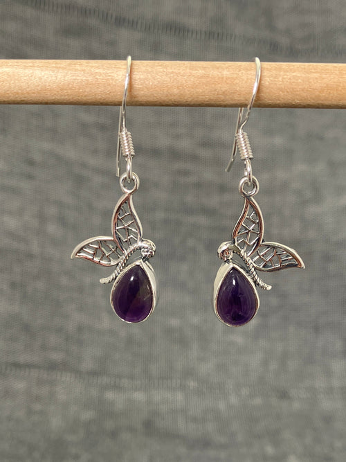 Amethyst Butterfly Earrings
