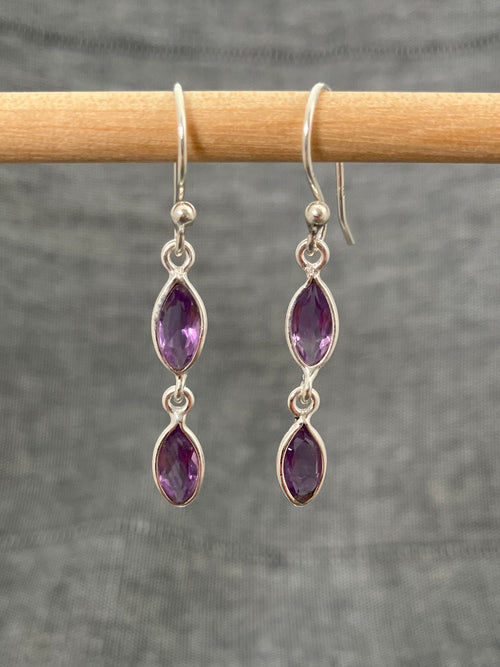 Amethyst Cut Double Pip Earrings