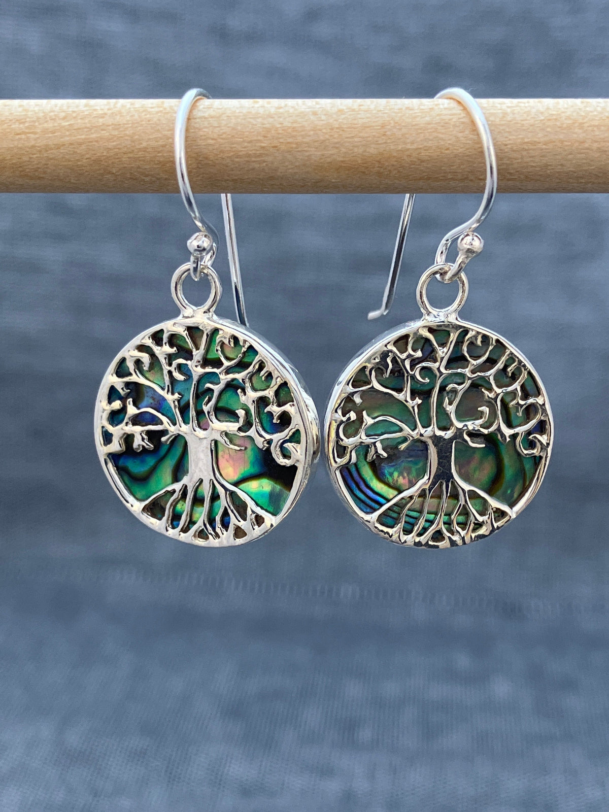 Paua Shell Tree Disc Earring