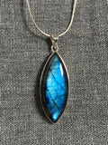Labradorite Large Leaf Pendant
