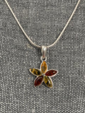 Multi-coloured Amber Starflower Pendant