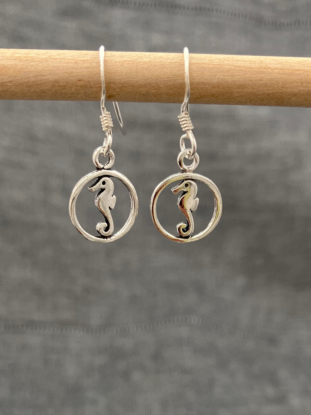 Little Seahorse In Circle Earrings