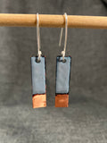 Grey Copper Tip Rectangle Earrings