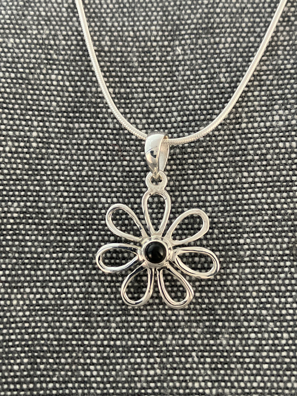 Black Onyx Loopy Daisy Pendant