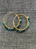 Chrysocolla Gold Plated Stone Hoops