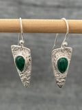 Malachite Hammered Arrowhead Earrings