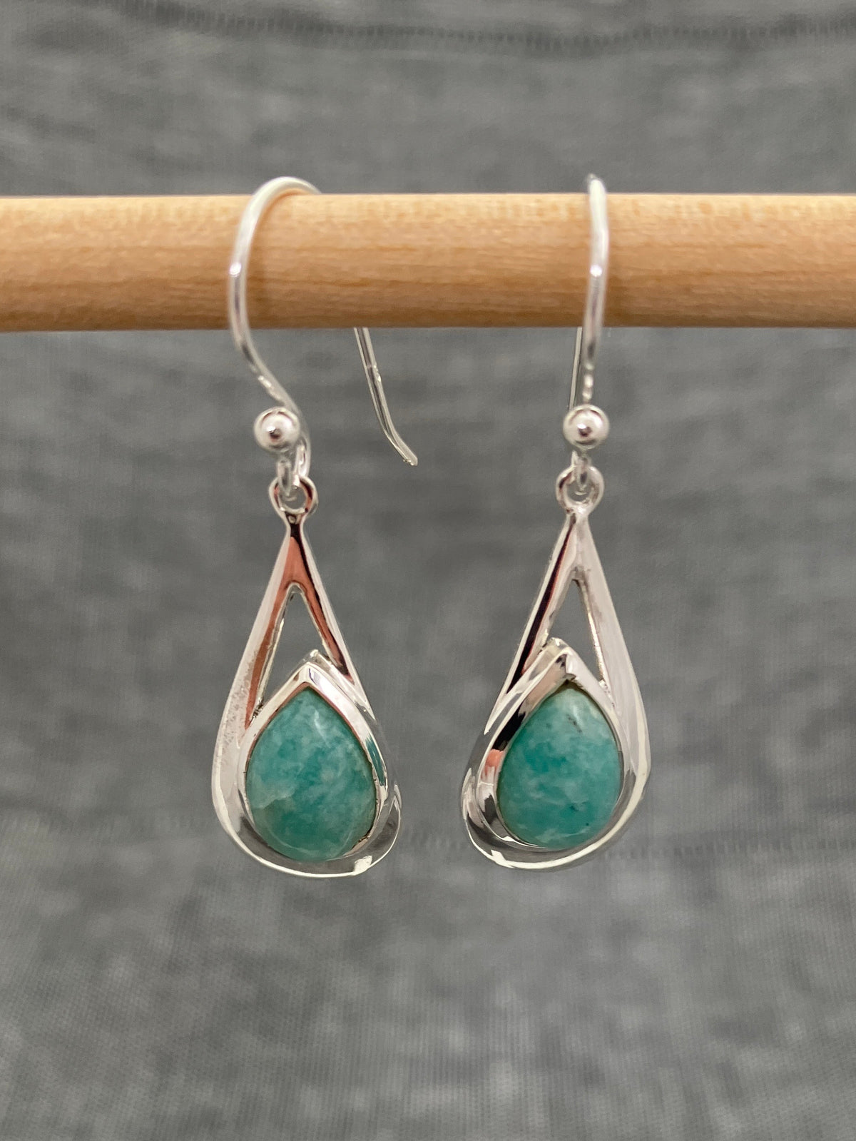 Amazonite Offset Teardrop Earrings