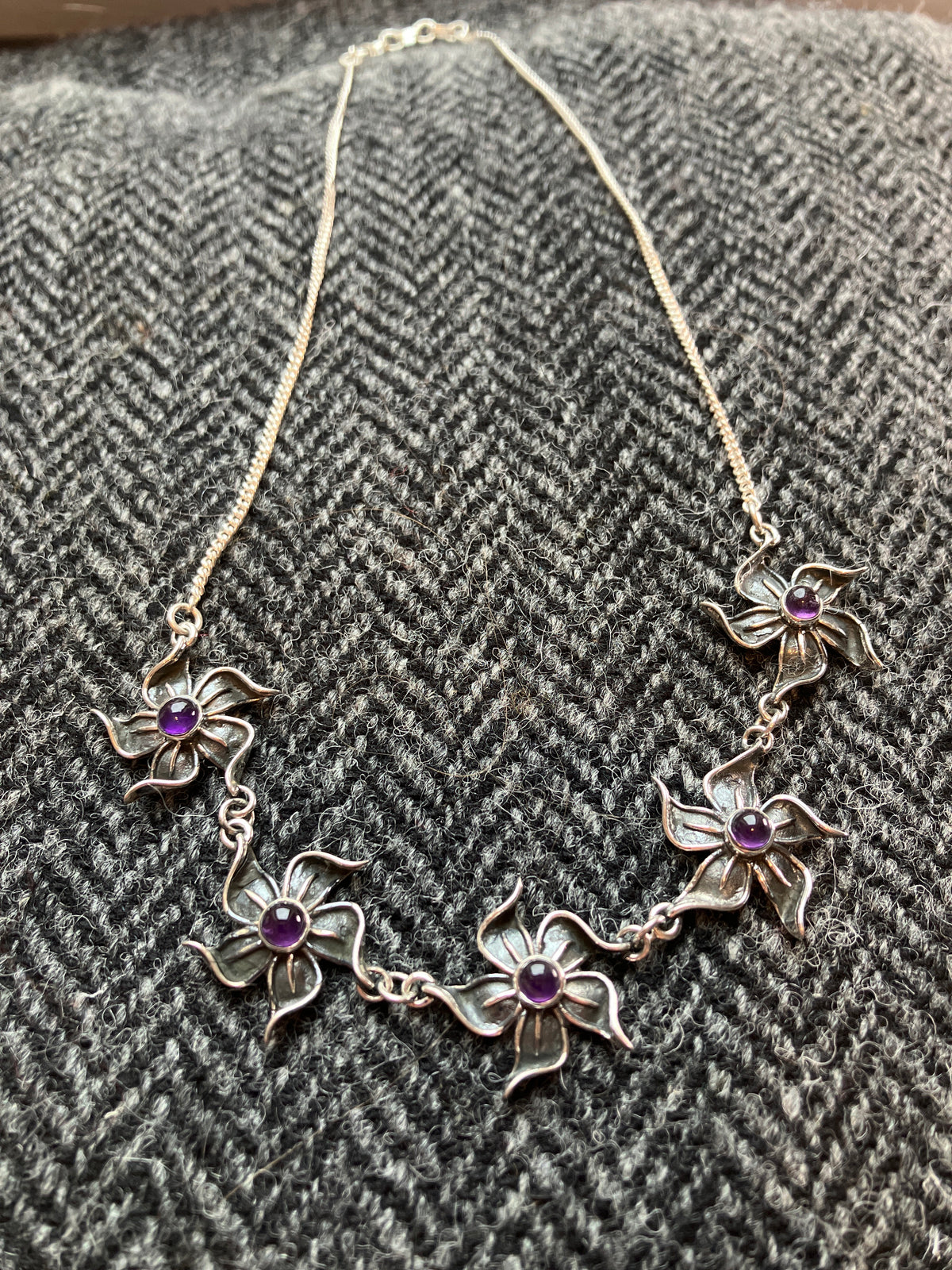 Amethyst Oxidised Flower Necklace