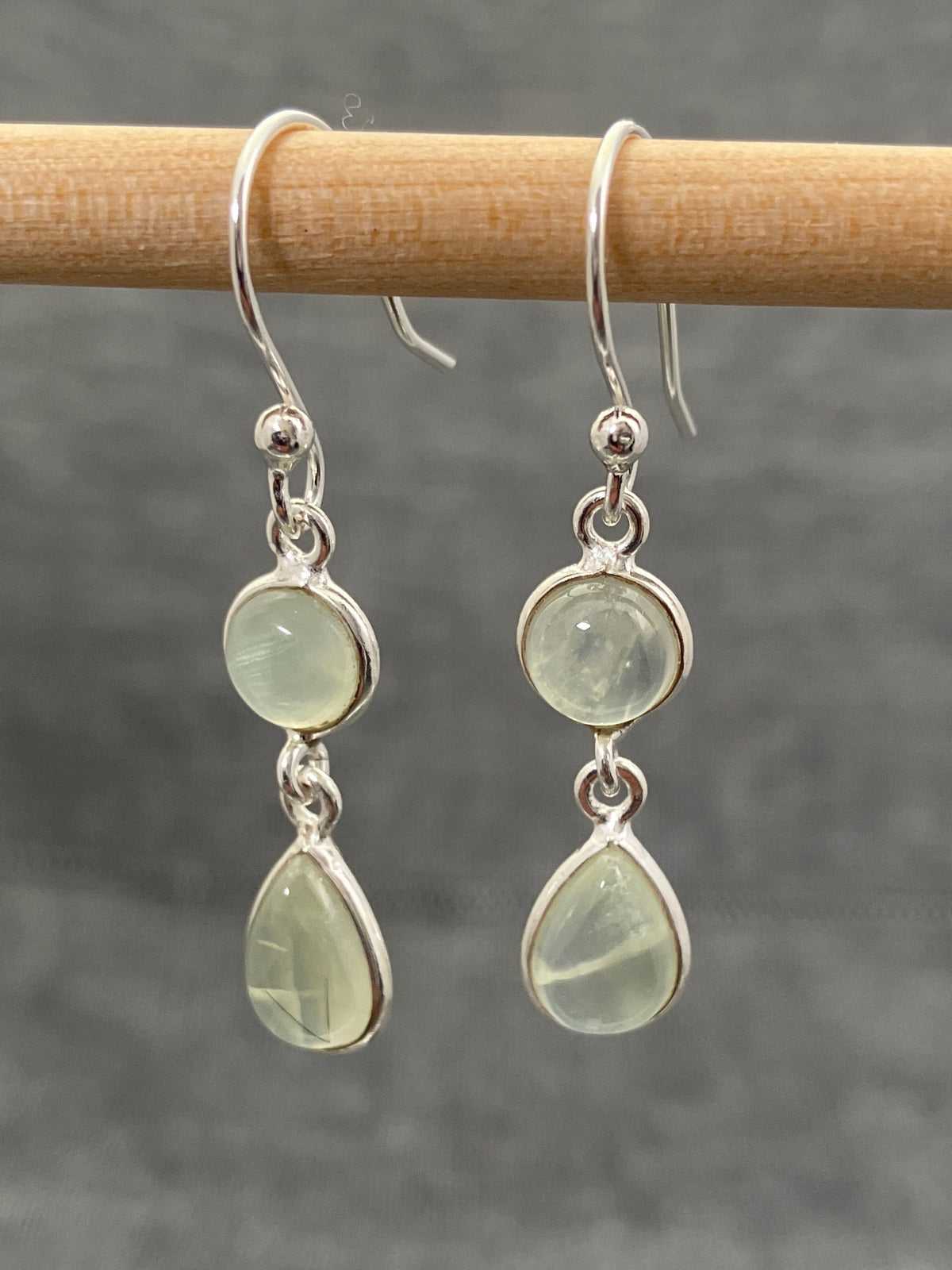 Prehnite Double Drop Earrings
