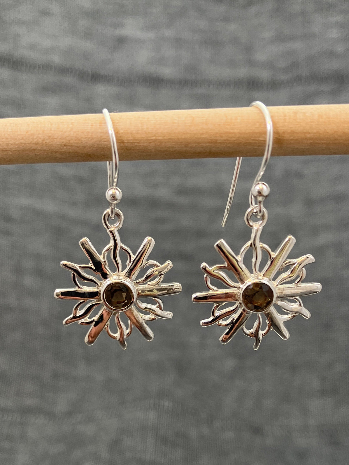 Smokey Quartz Snowflake Earrings