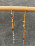 Carnelian Chain Gold Plated Earrings