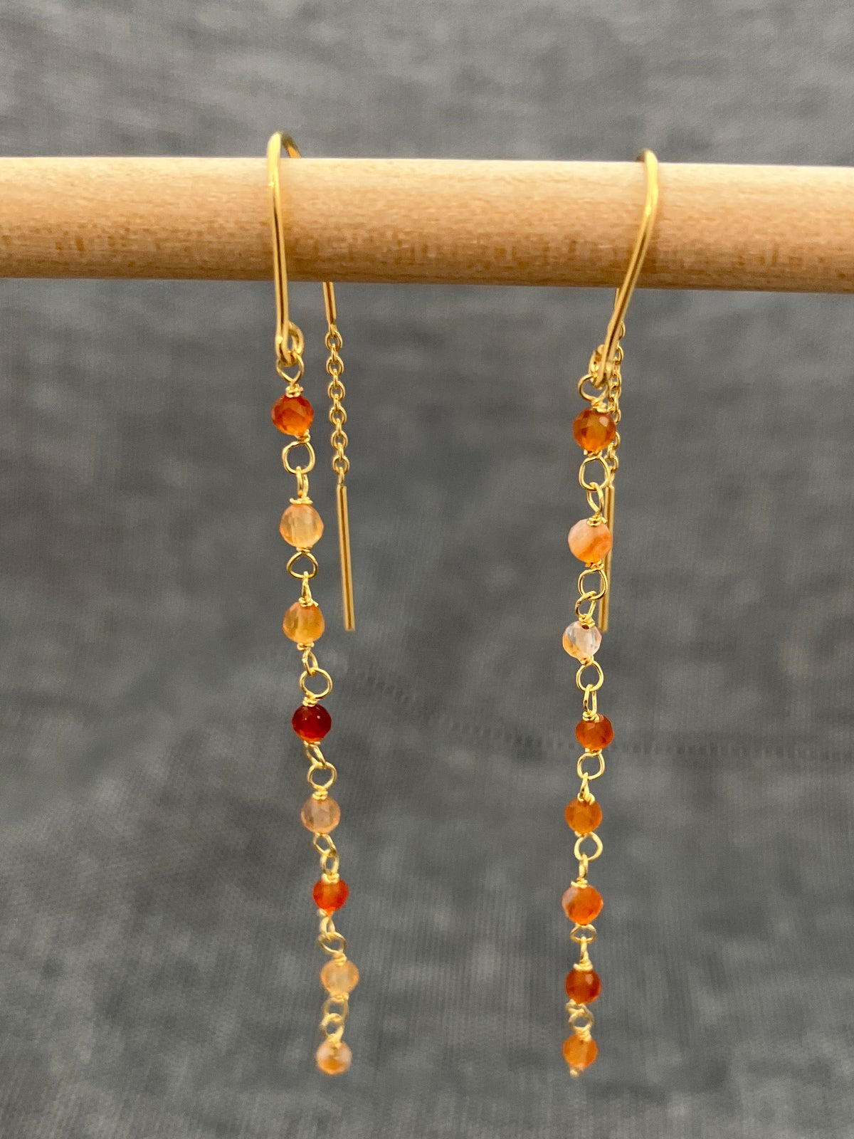 Carnelian Chain Gold Plated Earrings