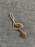 Amber Musical Clef Brooch