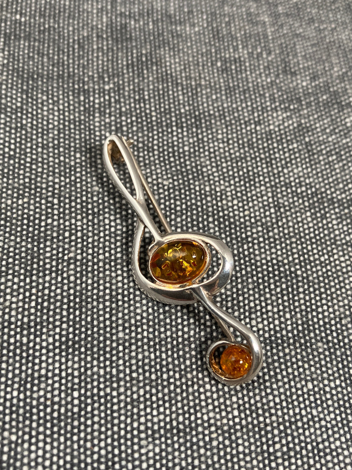 Amber Musical Clef Brooch