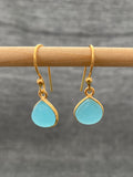 Chalcedony Gold Plated Heart Set Earrings