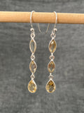 Citrine Cut Triple Earrings