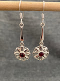 Garnet Daisy Wheel Earrings