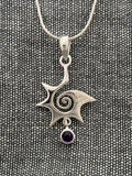Amethyst Droplet Spiral Star Pendant