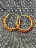 Carnelian Gold Plated Stone Hoops